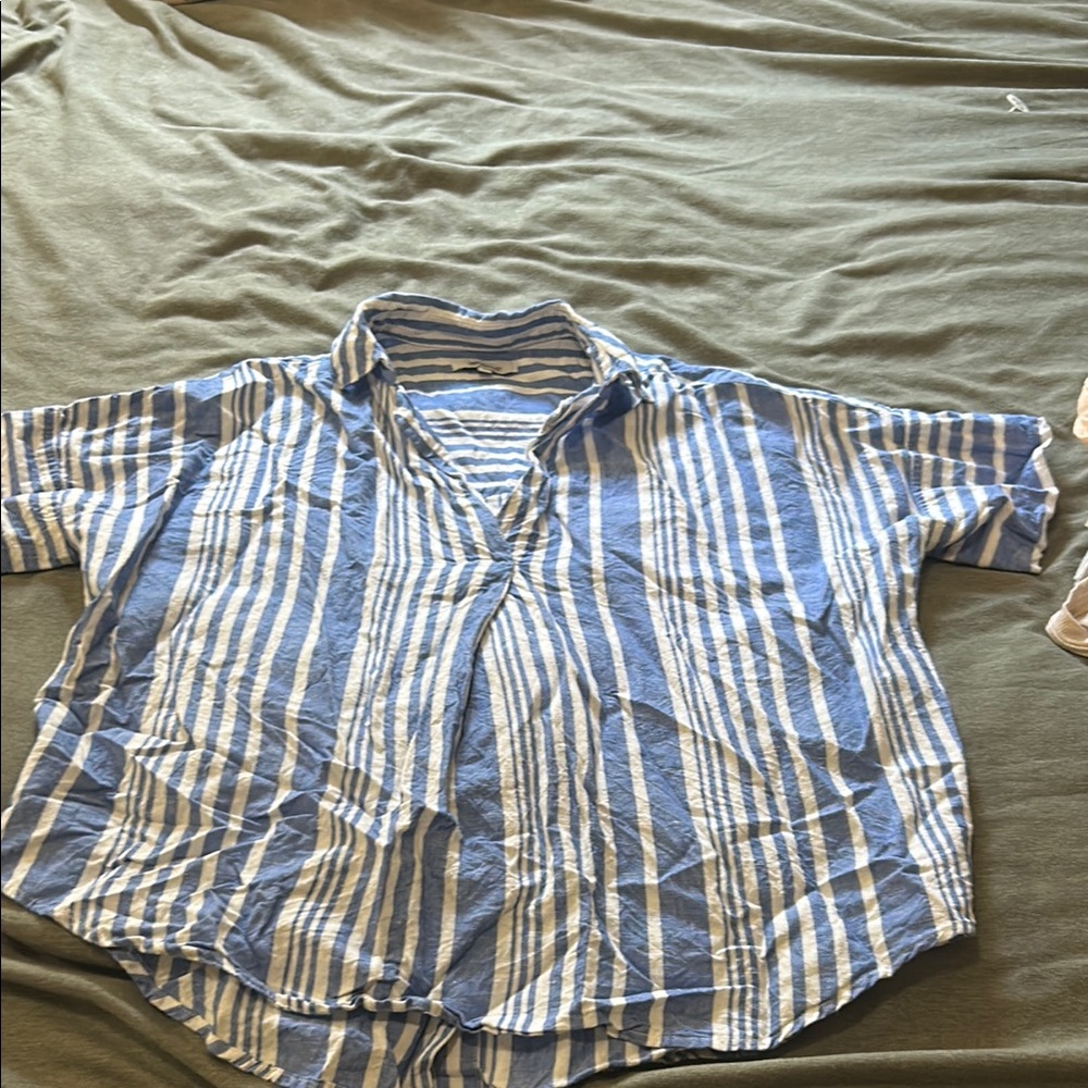 Madewell Blue and White Casual Button Down Shirt